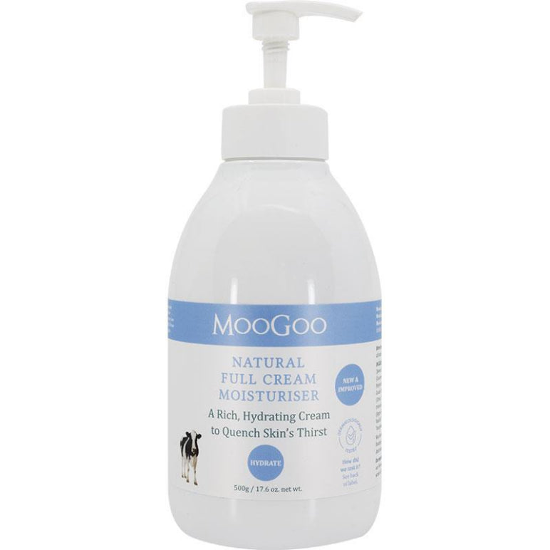 MooGoo Full Cream Moisturiser 500g front image on Livehealthy HK imported from Australia