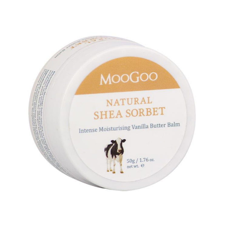 MooGoo Natural Shea Sorbet Intense Moisturising Vanilla Butter Balm 50g front image on Livehealthy HK imported from Australia