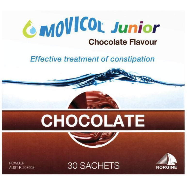 Movicol Junior Chocolate 30 Sachets front image on Livehealthy HK imported from Australia