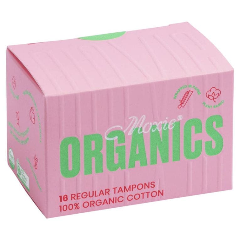 Moxie 100% Organic Cotton Tampons Regular 16 Pack front image on Livehealthy HK imported from Australia