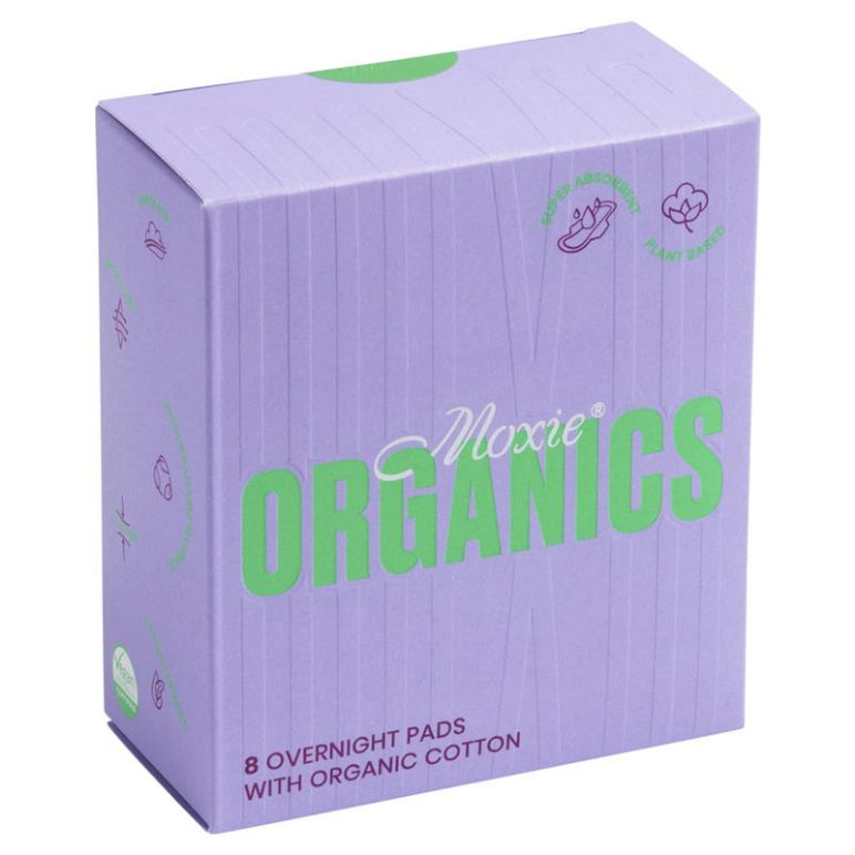 Moxie Organics Overnight Pads 8 Pack front image on Livehealthy HK imported from Australia