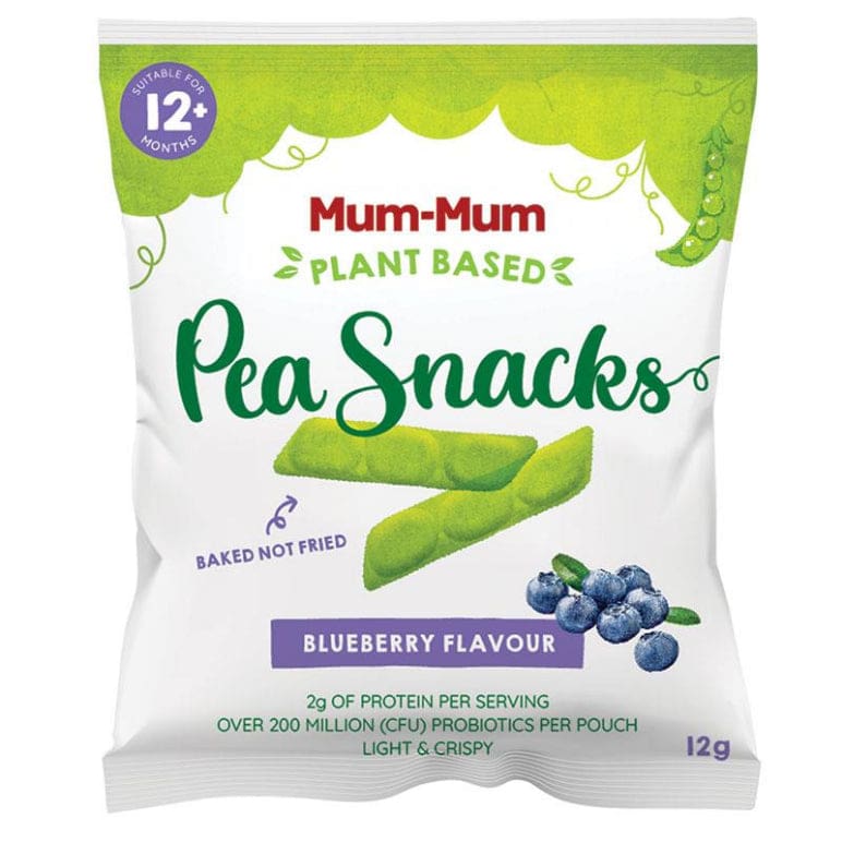 Mum-Mum Pea Snacks Blueberry 12g front image on Livehealthy HK imported from Australia