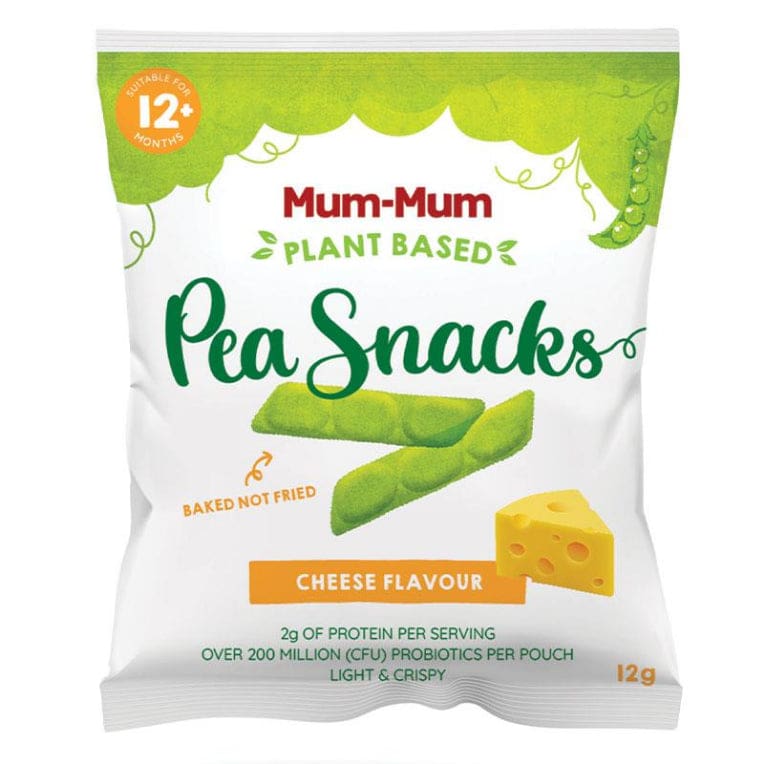 Mum-Mum Pea Snacks Cheese 12g front image on Livehealthy HK imported from Australia