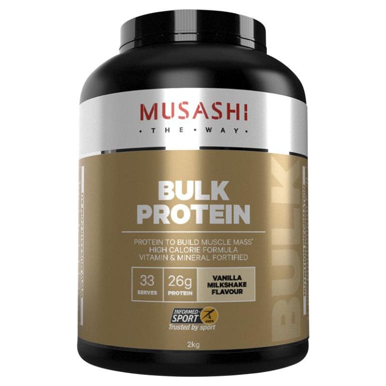 Musashi Bulk Protein Vanilla 2kg front image on Livehealthy HK imported from Australia