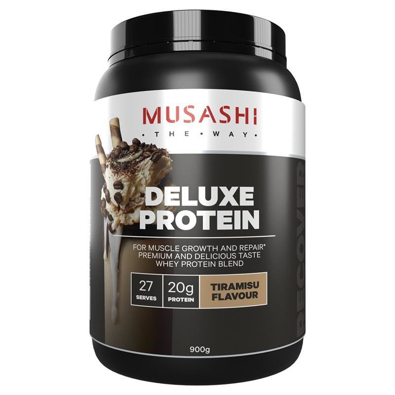 Musashi Deluxe Protein Tiramisu 900g front image on Livehealthy HK imported from Australia
