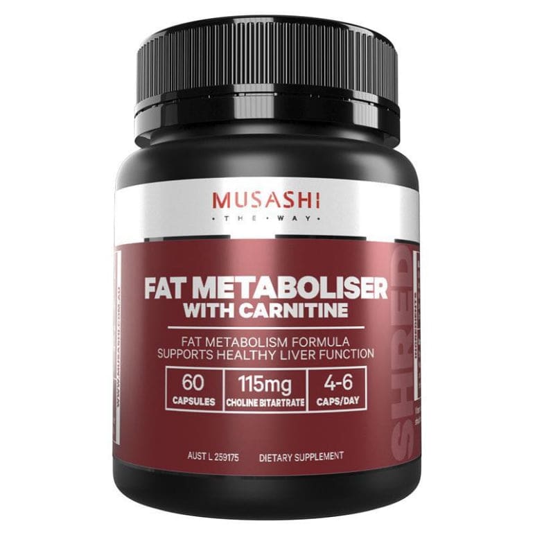 Musashi Fat Metaboliser + Carnitine 60 Capsules front image on Livehealthy HK imported from Australia