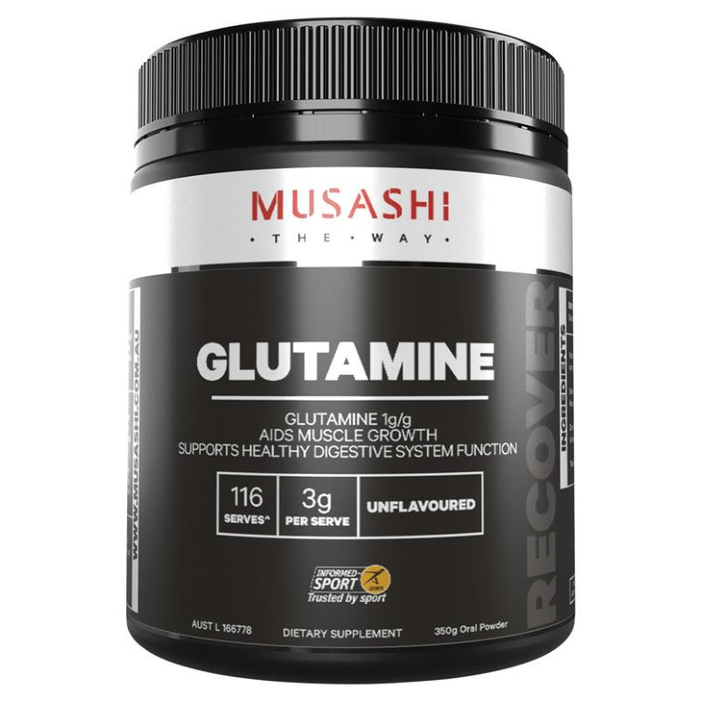 Musashi Glutamine Unflavoured 350g front image on Livehealthy HK imported from Australia
