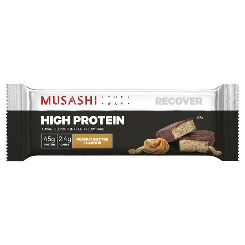 Musashi High Protein Bar Peanut Butter 90g front image on Livehealthy HK imported from Australia