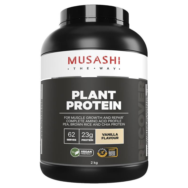 Musashi Plant Protein Vanilla 2kg front image on Livehealthy HK imported from Australia