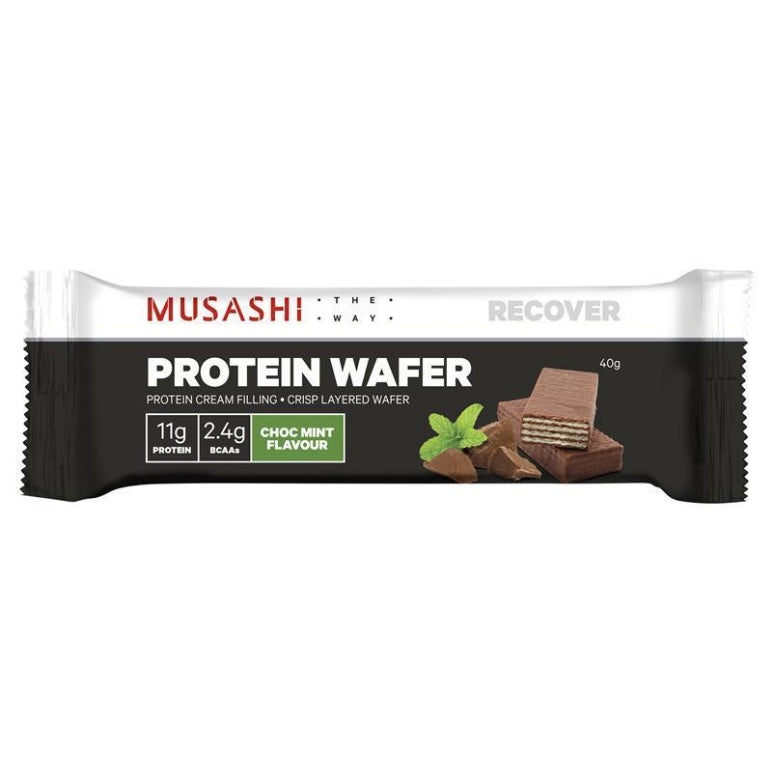 Musashi Protein Wafer Choc Mint 40g front image on Livehealthy HK imported from Australia