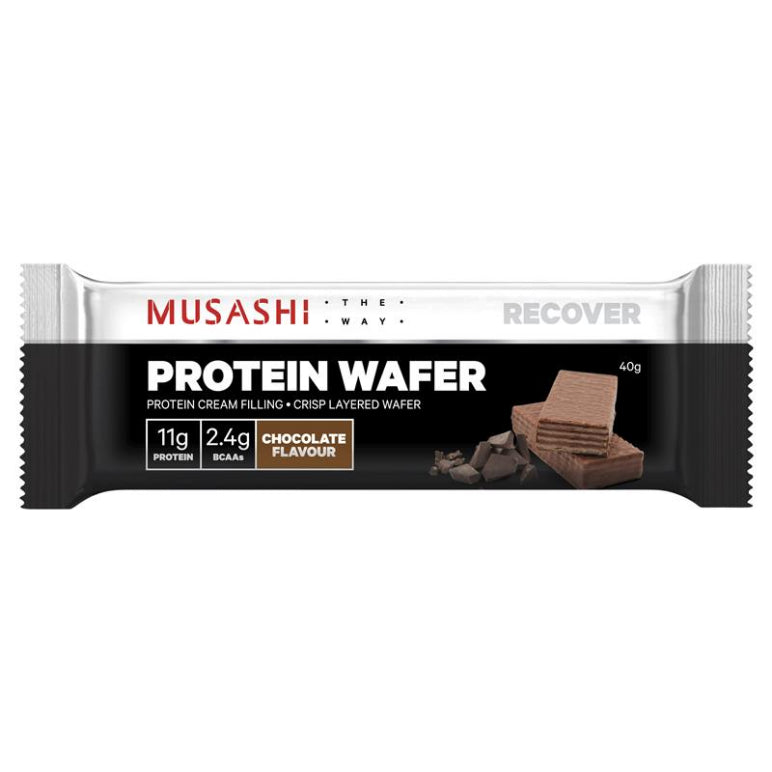 Musashi Protein Wafer Chocolate 40g front image on Livehealthy HK imported from Australia