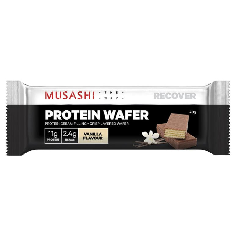 Musashi Protein Wafer Vanilla 40g front image on Livehealthy HK imported from Australia