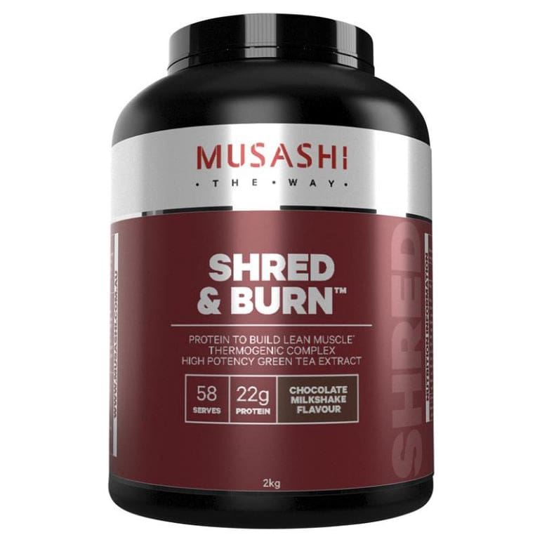 Musashi Shred And Burn Chocolate 2kg front image on Livehealthy HK imported from Australia