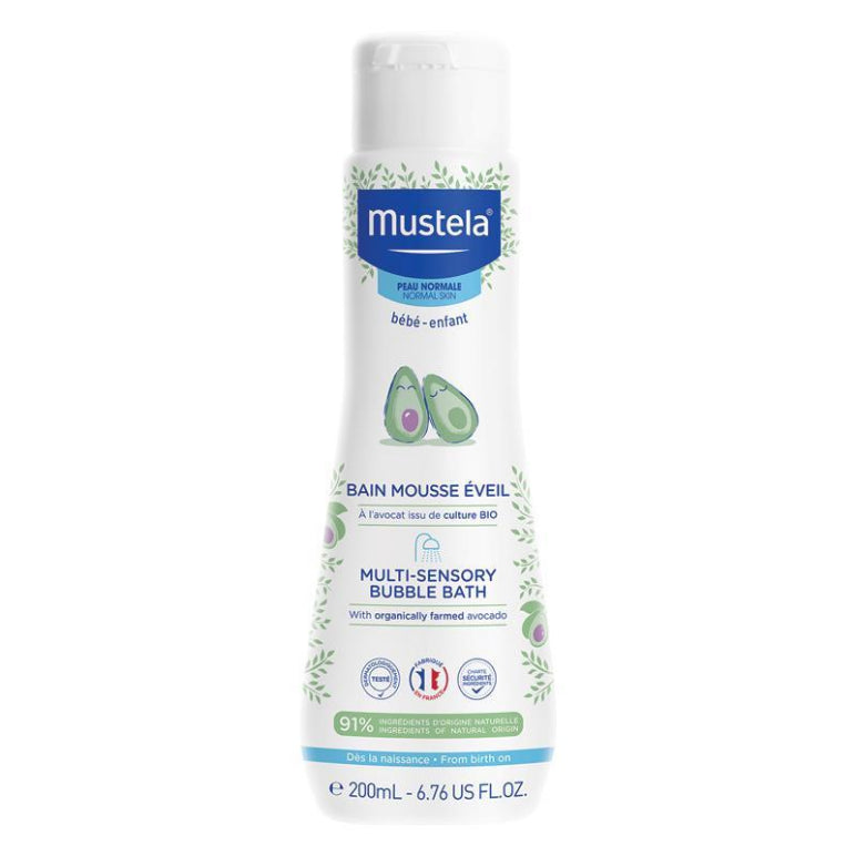 Mustela Multi-Sensory Bubble Bath 200ml front image on Livehealthy HK imported from Australia