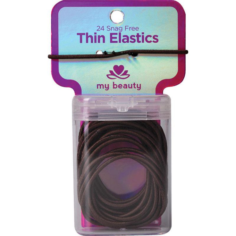 My Beauty Hair Snag Free Thin Elastic 24 Pack Brown front image on Livehealthy HK imported from Australia