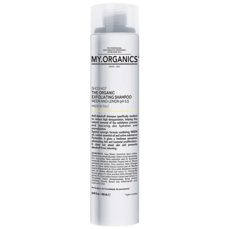 My Organics The Organic Exfoliating Shampoo with Neem and Lemon 250ml front image on Livehealthy HK imported from Australia