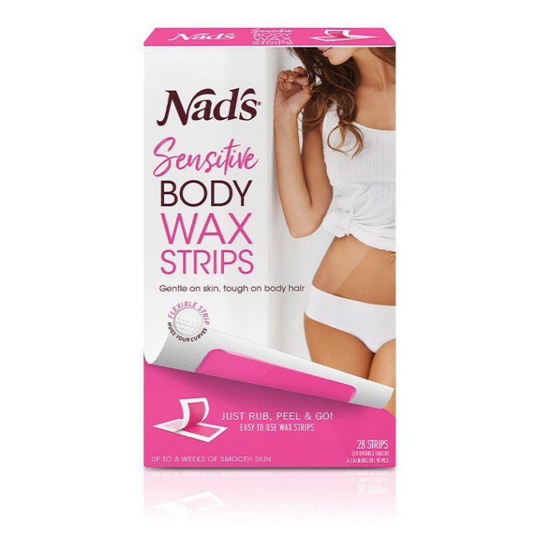 Nad's Body Wax Strips For Sensitive Skin 28 Pack front image on Livehealthy HK imported from Australia