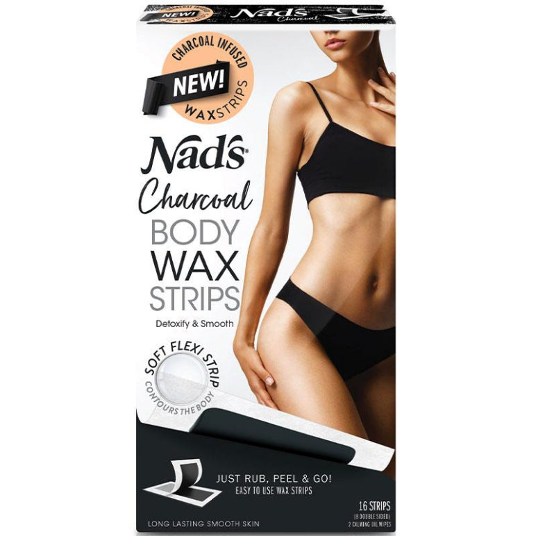 Nad's Charcoal Body Wax Strips 16 Pack front image on Livehealthy HK imported from Australia