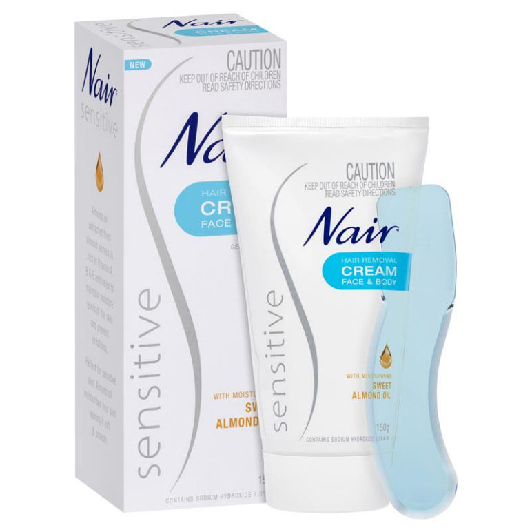 Nair Sensitive Face & Body Hair Removal Cream 150g front image on Livehealthy HK imported from Australia