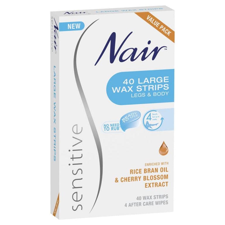 Nair Sensitive Large Wax Strips 40 front image on Livehealthy HK imported from Australia
