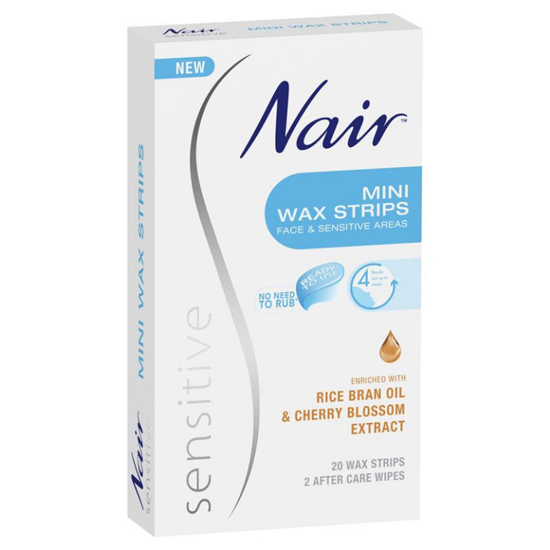 Nair Sensitive Wax Strips 20 Mini front image on Livehealthy HK imported from Australia