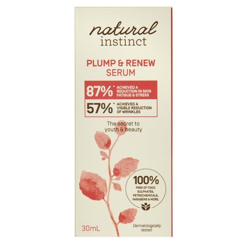 Natural Instinct Plump and Renew Serum 30ml front image on Livehealthy HK imported from Australia