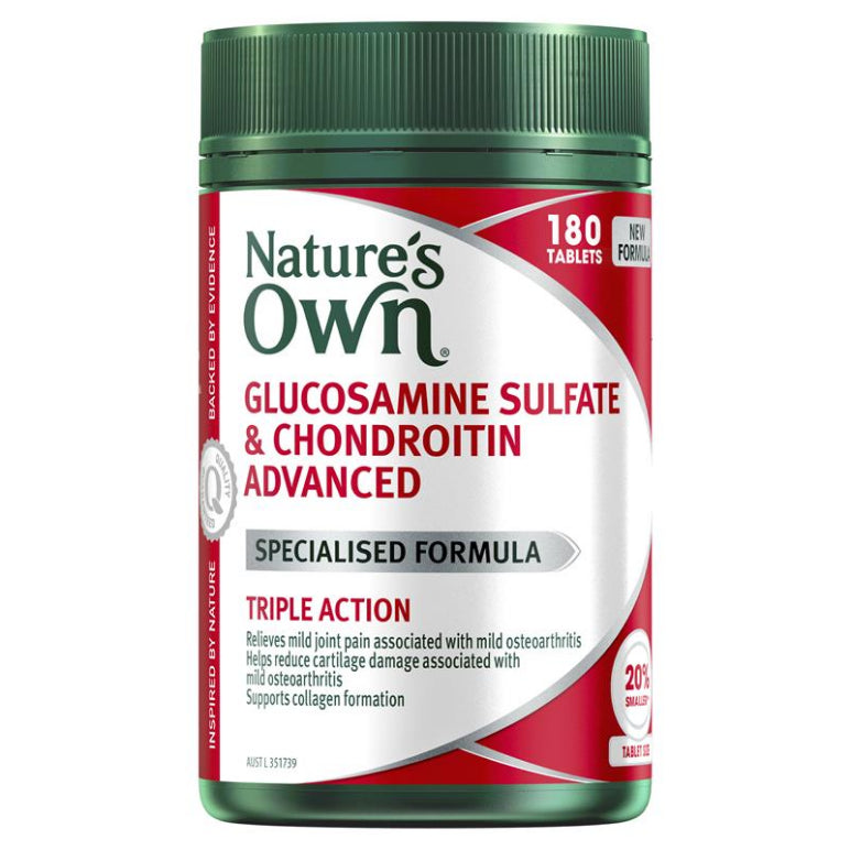 Nature's Own Glucosamine Sulfate & Chondroitin Advanced for Joint Health 180 Tablets front image on Livehealthy HK imported from Australia