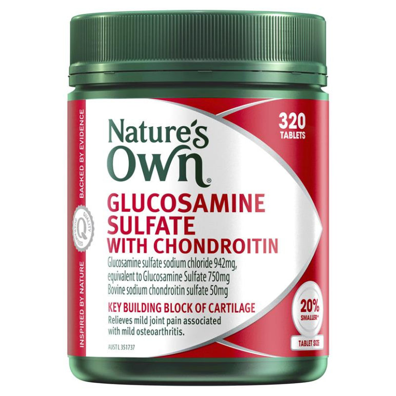 Nature's Own Glucosamine Sulfate & Chondroitin for Joint Health 320 Tablets front image on Livehealthy HK imported from Australia