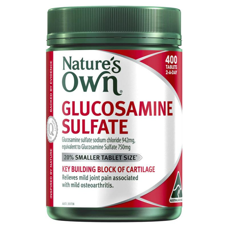 Nature's Own Glucosamine Sulfate for Joint Health 400 Tablets front image on Livehealthy HK imported from Australia