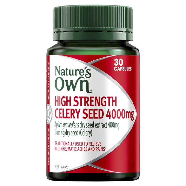 Nature's Own High Strength Celery Seed 4000mg 30 Capsules front image on Livehealthy HK imported from Australia