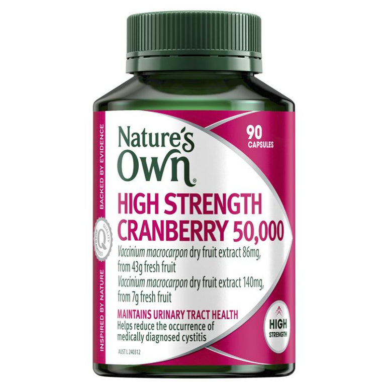 Nature's Own High Strength Cranberry 50000mg 90 Capsules front image on Livehealthy HK imported from Australia