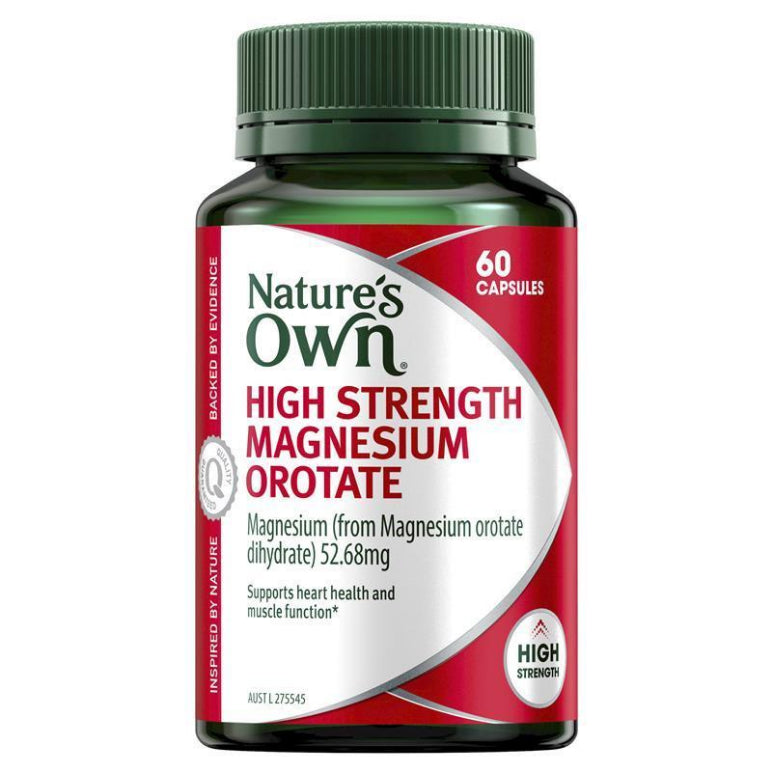 Nature's Own Magnesium Orotate for Muscle Health High Strength 60 Capsules front image on Livehealthy HK imported from Australia
