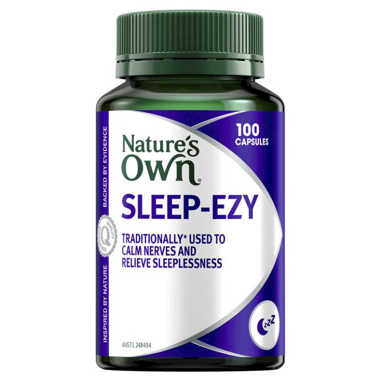 Nature's Own Sleep Ezy with Chamomile, Hops + Valerian 100 Capsules front image on Livehealthy HK imported from Australia
