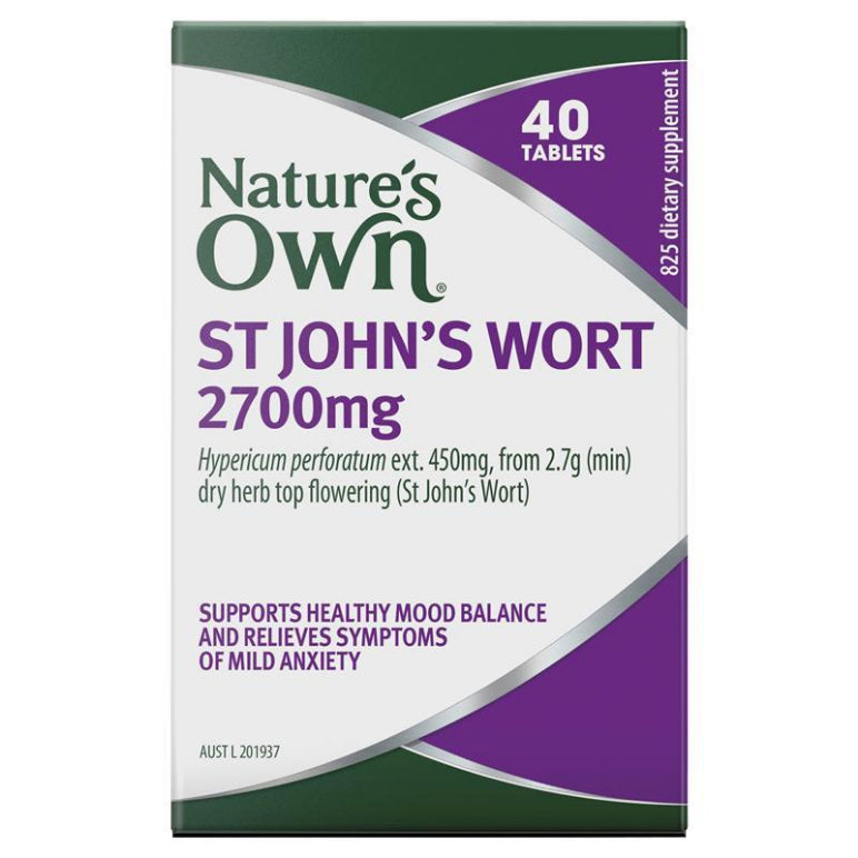 Nature's Own St John's Wort 2700mg for Healthy Mood Balance 40 Tablets front image on Livehealthy HK imported from Australia