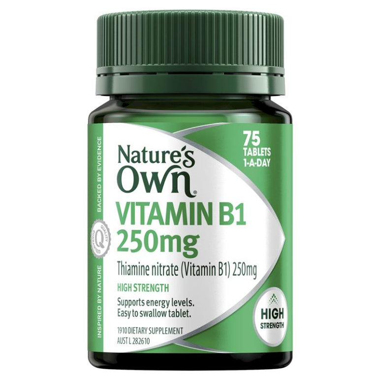 Nature's Own Vitamin B1 250mg with Vitamin B for Energy + Heart Health - 75 Tablets front image on Livehealthy HK imported from Australia