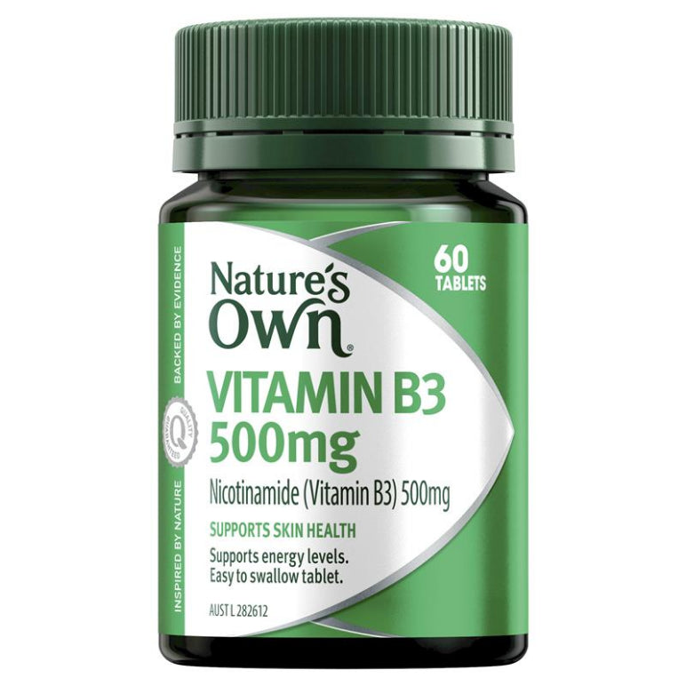 Nature's Own Vitamin B3 500mg with Vitamin B for Energy + Skin Health - 60 Tablets front image on Livehealthy HK imported from Australia