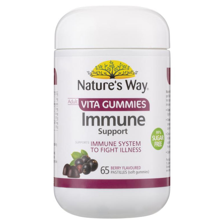 Nature's Way Adult Vita Gummies Immune Sugar Free 65 Pastilles front image on Livehealthy HK imported from Australia