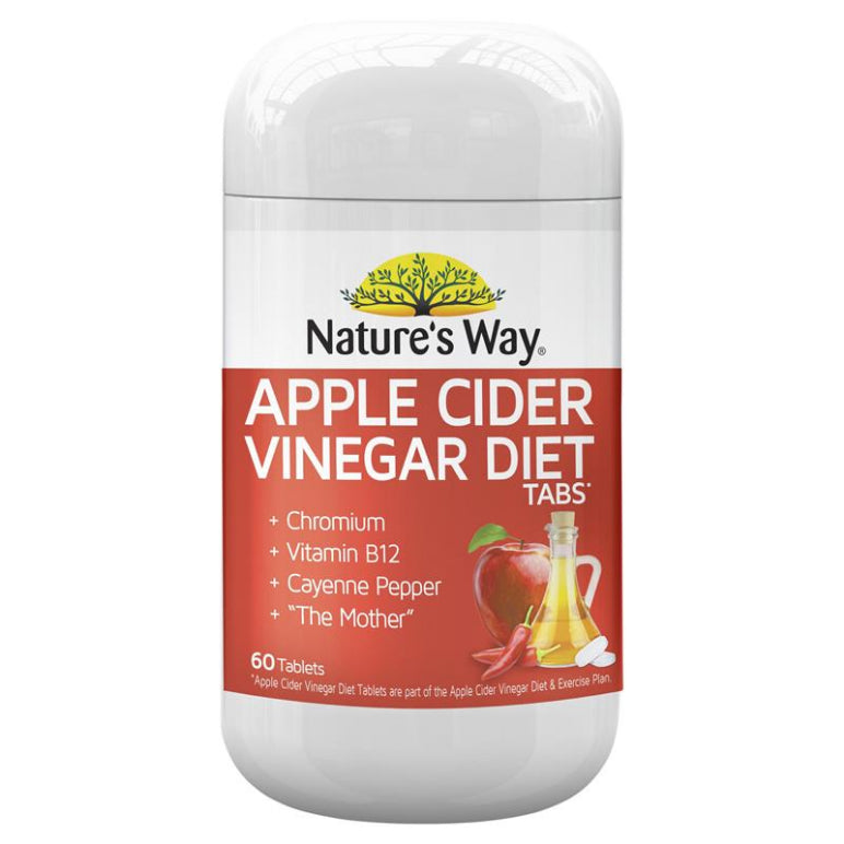 Nature's Way Apple Cider Vinegar Diet 60 Tablets front image on Livehealthy HK imported from Australia