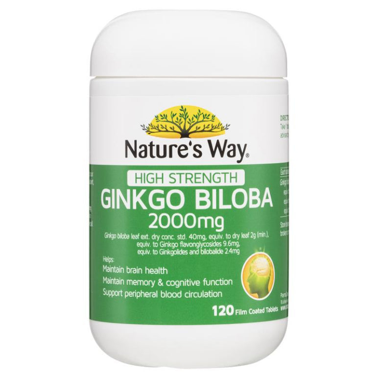 Nature's Way Ginkgo Biloba 2000mg 120 Tablets front image on Livehealthy HK imported from Australia