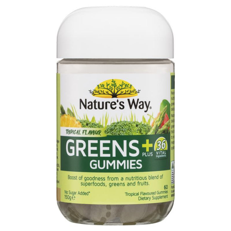 Nature's Way Greens+ 60 Gummies front image on Livehealthy HK imported from Australia