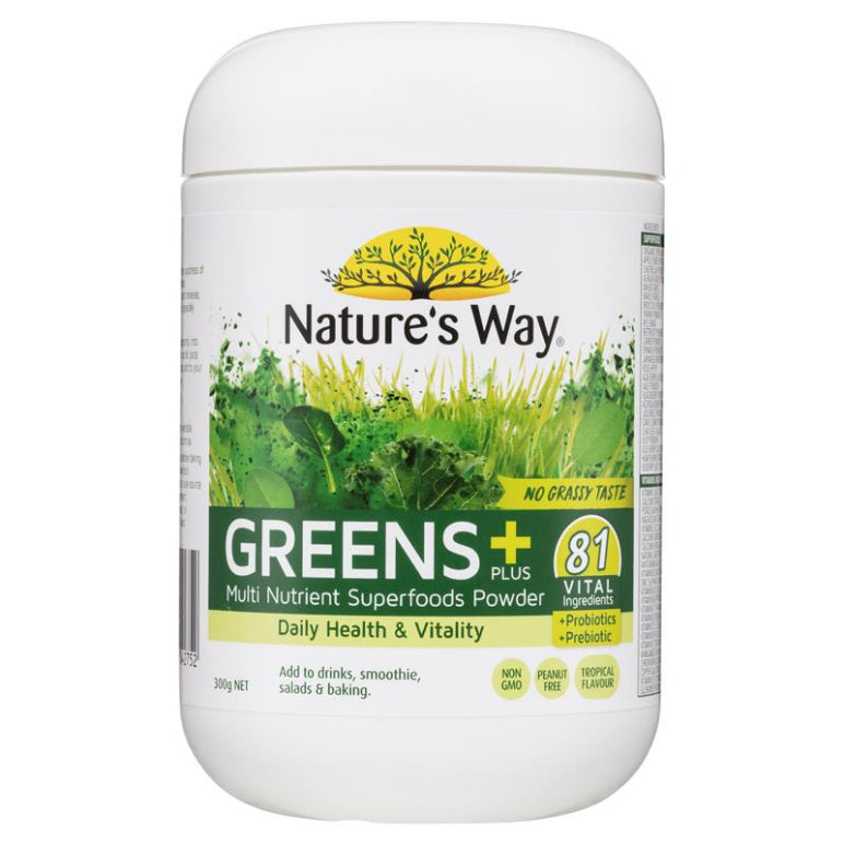 Nature's Way Greens Plus 300g front image on Livehealthy HK imported from Australia