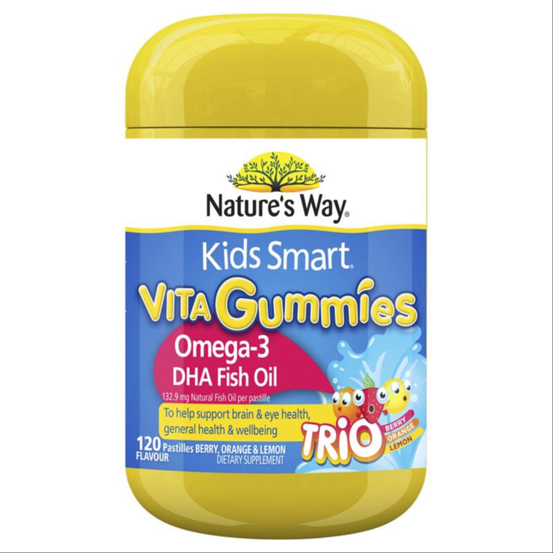 Nature's Way Kids Smart Vita Gummies Omega Trios 120s For Children front image on Livehealthy HK imported from Australia