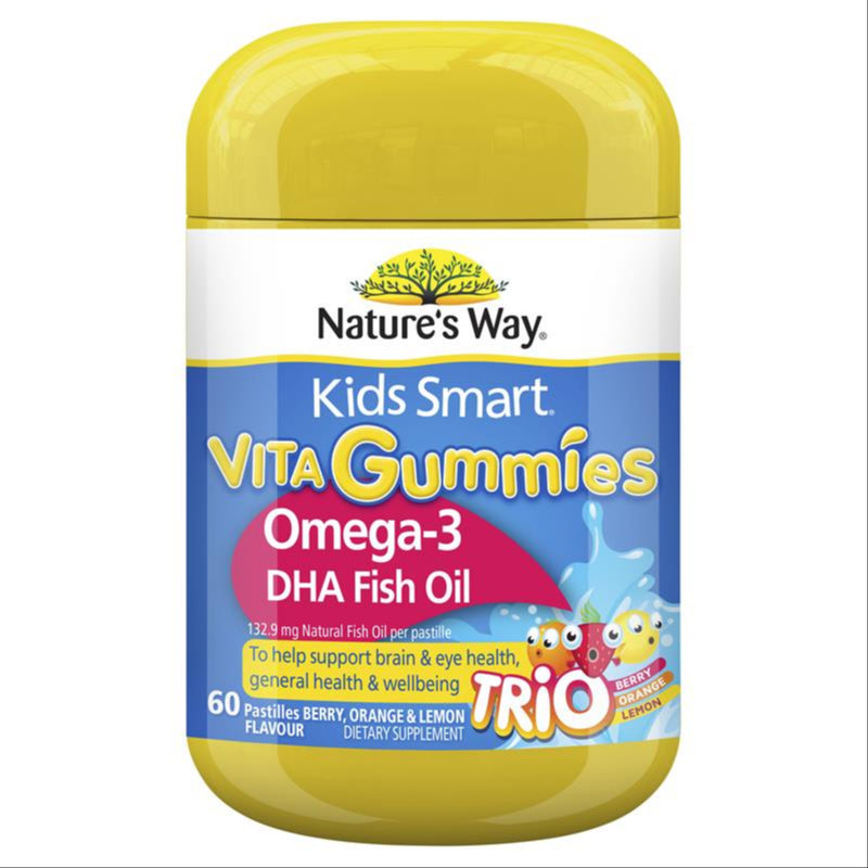 Nature's Way Kids Smart Vita Gummies Omega Trios 60s For Children front image on Livehealthy HK imported from Australia