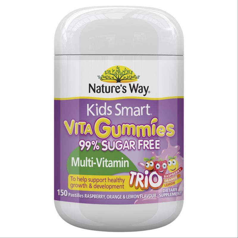 Nature's Way Kids Smart Vita Gummies Sugar Free Multi Trio 150s For Children front image on Livehealthy HK imported from Australia