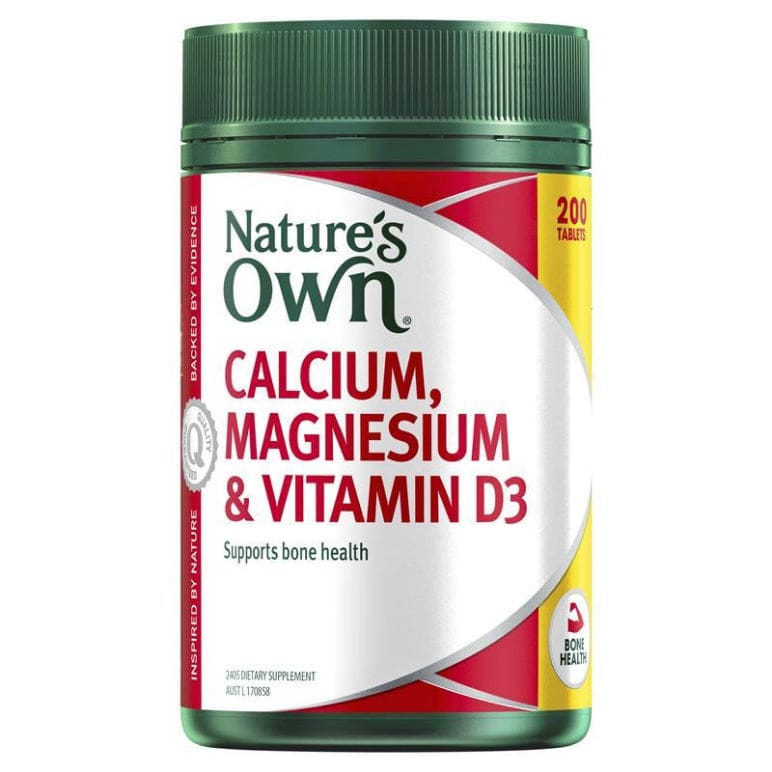 Nature's Own Calcium, Magnesium & Vitamin D for Bones + Muscles - 200 Tablets front image on Livehealthy HK imported from Australia