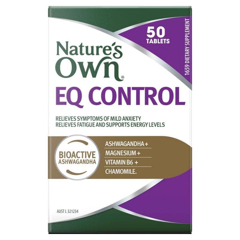 Nature's Own EQ Control for Mild Anxiety Relief 50 Tablets front image on Livehealthy HK imported from Australia