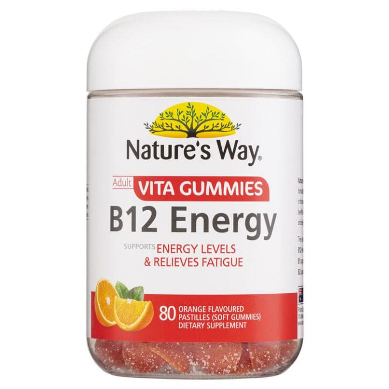 Natures Way Adult Vita Gummies B12 Energy 80 Gummies front image on Livehealthy HK imported from Australia