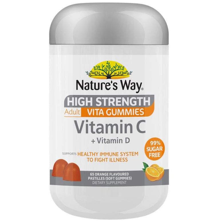 Natures Way Adult Vita Gummies Sugar Free High Strength Vitamin C 65 Gummies front image on Livehealthy HK imported from Australia