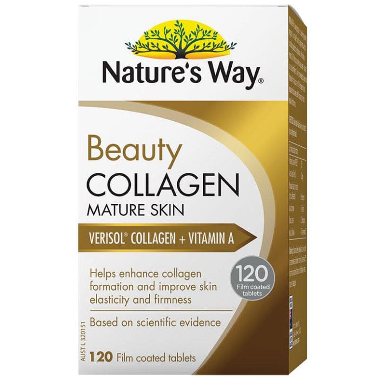 Natures Way Beauty Collagen Mature Skin 120 Tablets front image on Livehealthy HK imported from Australia