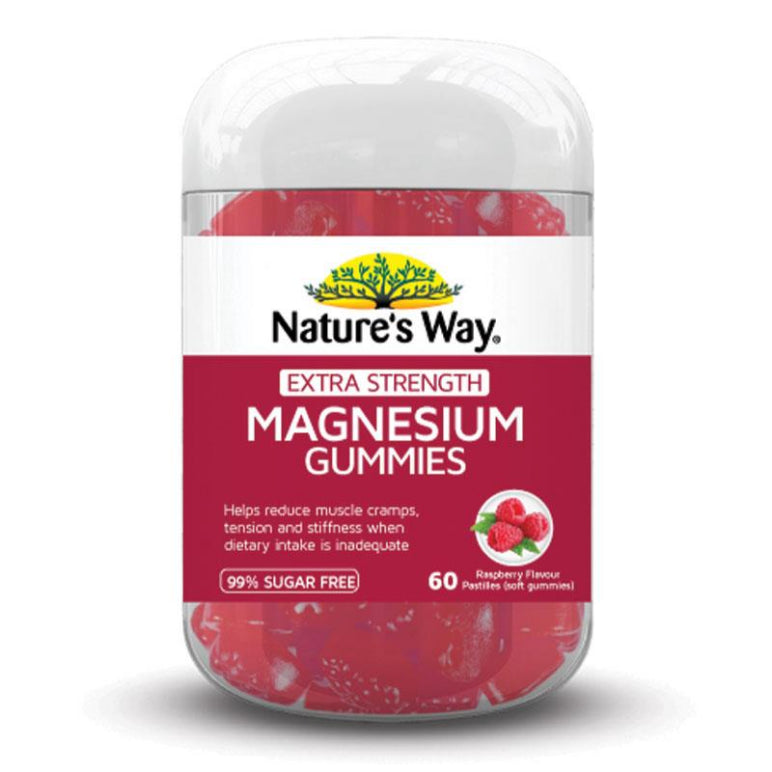 Natures Way Extra Strength Magnesium Gummies 60 Pack front image on Livehealthy HK imported from Australia